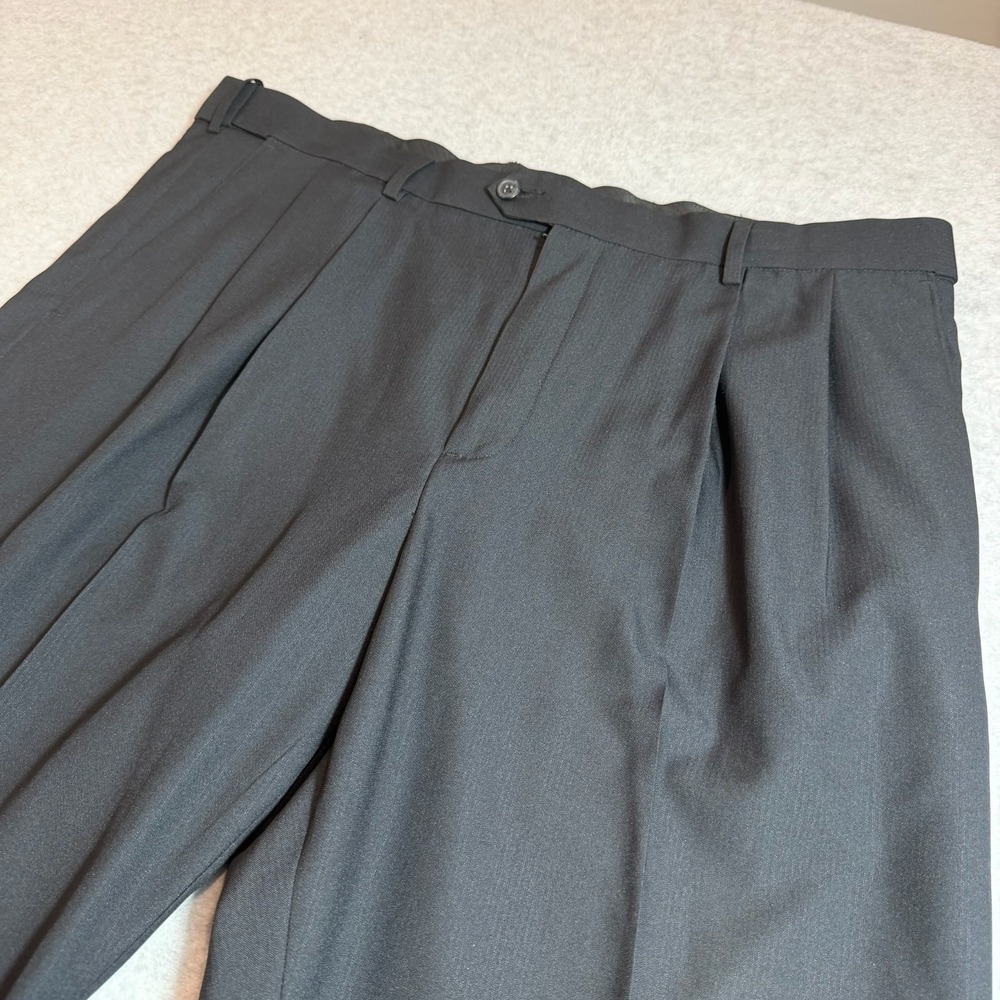 Croft & Barrow Mens 42x30 Black Pleated Cuffed Dress Pants Classic Fit Trousers